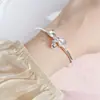 Pulsera de plata de ley 999.9 con forma de lazo y campanita para la princesa girlfrend en movimiento, pulsera dulce de plata pura nueva