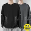 Camiseta masculina de manga comprida, oversized e de corte solto, perfeita como camada base para o outono, com estampas da moda e cores lisas, versátil e estilosa