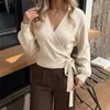 Deseo transfronterizo primavera y otoño moda europea y americana para mujer adelgazante cárdigan de punto de manga larga top color liso versátil cuello en V jersey de punto