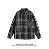 Jaqueta Camisa Estilo Chanel Cor Vinho Masculina Primavera e Outono Sensação de Luxo Elegante Bonito Vintage Americano Jaqueta Camisa Xadrez
