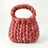 Nueva bolsa de terciopelo transfronteriza, bolsa tejida hecha a mano para bricolaje, bolsa tejida con hilo de terciopelo de cristal hilado en núcleo, bolso de mano para mujer, bolso cruzado
