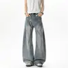 Jeans Denim Lavado Desgastado Resistente Estilo Retrô Americano Masculino Primavera/Outono Soltos Tendência Marca Perna Larga Reta Casuais Longos