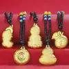Pingente de Guanyin Buda em jade com incrustação de ouro Pingente de ouro espesso 4D Bolsa de ouro Buda Maitreya de jade Pé de Guanyin Ouro corajoso atacado