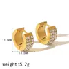 Brincos de Aço Inoxidável com Superfície Larga Grande de Titânio de Luxo Leve Europeus e Americanos para Mulheres, Versáteis, de Alta Qualidade, com Pedras Rai Diamond Zircon