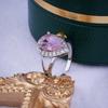 2024 Celebridade da Internet Transfronteiriça Joias Simulação Anel Pingente de Diamante Rosa Banhado a Platina Boutique Anel Feminino Zircônia Cheio de Diamantes Dedo