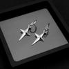 Acero de titanio acero inoxidable arete clip para oreja cuatro puntas estrella colgante joyería personalidad línea redonda aretes