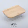 Contenedor de Almacenamiento de Alimentos de Vidrio Engrosado Resistente al Calor con Tapa de Madera de Bambú, Hermético, Apto para Microondas, para Cocinar al Vapor y Cocinar Alimentos, Fiambrera de Vidrio