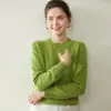 Suéter Básico de Malha Cashmere Feminino 2025 Outono/Inverno Novo Gola Redonda Ombro Raglã Solto Suéter Simples Pulôver