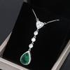Zhuang Shengsheng Jóias Retro Conjunto de Jóias Comércio Exterior Diamante-incrustado Simulação Cor Tesouro Brincos Pingente Conjunto Brincos de Esmeralda