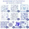 20 Piezas Servilletas Elegantes de Decoupage Floral Azul y Blanco - 10 Diseños Únicos Chinos, Servilletas de Papel Desplegadas de 13 Pulgadas para Manualidades DIY, Fiestas de Cumpleaños y Decoración del Hogar, Patrones Florales Variados, Servilletas para Fiestas | Servilletas con Patrón Floral | Servilletas de Papel Decorativas