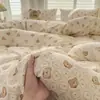 Juego de Cama de Cuatro Piezas de Algodón Lavado Supersuave Sábanas Clase A Fundas de Edredón Sábanas Ajustables Individual para Dormitorio de Estudiante Juego de Tres Piezas 4