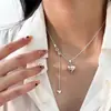Nova Corrente em Forma de Coração com Fecho Push-Pull Colar Feminino Design de Nicho Versátil Corrente de Pescoço Levemente Luxuosa Corrente de Onda de Água Corrente da Clavícula