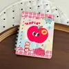 Caderno espiral de desenho animado fofo, caderno de bolso estético de alta qualidade, mini caderno A7 com virada lateral, caderno criativo para mensagens e anotações de estudantes