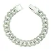 Pulsera Cubana de Hip-Hop Rap Callejero de Celebridad de Internet para Hombre, Pulsera Dominante de Diamante Completo Versátil, Joyería de 13 mm de Ancho