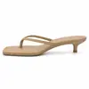 Chanclas de tacón alto con punta redonda, estilo vacación en la playa, chanclas con tira para el dedo del pie, sandalias de tacón medio, novedad verano 2026