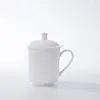 Taza de Té de Cerámica Jingdezhen Blanca Pura con Tapa Grabado Hueso de China Oficina Reunión Hotel Taza de Agua Regalo Logo Impreso