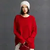 Tricô Feminino de Caxemira Novo Outono e Inverno Gola Redonda Design Retro Cacheado Estilo Casual Solto Tricô de Caxemira Versátil