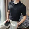 2026 Verão Masculino Estilo Old Money Camisa Polo Masculina Malha Elástica Respirável Fina Manga Curta Top Atacado