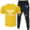 T-shirt Masculina de Manga Curta e Calça Suit Casual Venda Quente Transfronteiriça Gola Redonda Cor Lisa Roupa Esportiva Casual com Estampas e Impressão