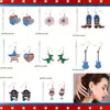 Amazon Europeo y Americano Día de la Independencia Nuevos Pendientes Acrílicos con Diseño Único de Sombrero de Dinosaurio Pendientes Creativos para Mujer
