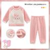 Pijamas de felpa cálidos de dibujos animados para niños y niñas, ropa de casa japonesa con cuello redondo, novedad de invierno de 2025