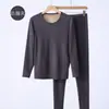 350g Meiyabi Cuello Redondo Pequeño Terciopelo Alemán Ropa Interior Térmica Seda Cachemir Ropa de Otoño y Pantalones Traje de Hombre