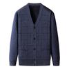 Cardigan Suéter Espesso com Forro de Lã para Homens de Meia-idade e Idosos Suéter de Tricô Vovô para Pessoas Idosas Jaqueta Suéter de Tricô Solta Tamanho Grande Roupa Quente para o Pai