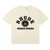 2025 Verão Masculino Rhude High Street Estampado Respirável Manga Curta Marca de Moda Camiseta de Manga Curta Pulôver Verão