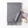 Bufanda de Lana Otoño e Invierno Nueva Bufanda de Color Sólido para Mujer Calentador de Cuello Versátil Chal Grueso Cálido Borla Simple