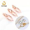 Pulsera collar de perlas con hebilla de doble anillo ovalado de forma especial envuelto en oro 14K que conserva el color, hebilla de conexión, colgante, accesorios de joyería DIY