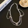 Collar de Mariposa con Perlas de Hada, Cristales y Diamantes para Mujer, Cadena Ligera de Lujo, Cadena para Clavícula, Venta al por Mayor