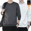 Sudadera de otoño e invierno para hombre, versátil, holgada, casual, moderna, de cuello redondo, con forro polar, elegante camisa básica
