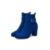 Hebilla de Cinturón Correa Cruzada Botines Botas de Caballero Coreanas Botas de Comercio Exterior Tacón Grueso Botas de Tacón Medio Talla Grande X187