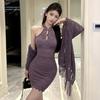 Hombre quiere nuevo lencería sexy china chica atractiva cárdigan chal morado vestido con cuello cheongsam de encaje hueco 9408