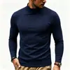 Nueva Camiseta de Hombre para Otoño e Invierno Estilo Europeo y Americano Color Sólido Corte Delgado Más Terciopelo Cálida Manga Larga Camiseta de Capa Base para Hombre