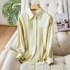 Camisa de Algodón con Solapa tipo Capullo de Manga Larga para Mujer Diseño Primavera y Otoño 2026 Top Plisado Exquisita Camisa de Algodón Puro para el Trabajo