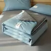 Juego de edredón de verano de algodón puro clase A de cuatro piezas, edredón de verano de fibra de soja, edredón para aire acondicionado, estilo sin estampado para mujer, lavable a máquina