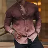 2024 Europa y Estados Unidos transfronterizo Amazon wish ins primavera y otoño degradado camisa casual de manga larga con cuello para hombre