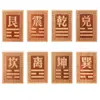 Protector de esquina de casa tallado en madera de durazno con los ocho trigramas del Bagua, adorno de parche de esquina de madera de durazno, mostrando los trigramas Zhen, Xun, Li, Kun, Duan, Qian, Kan y Gan