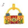 Loja de ouro com ouro de areia queima em alta temperatura flores azuis como bolsa com fecho de brocado acessórios diy lótus pulseira de cadeado da paz colar feminino
