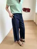 Jeans de Mujer 'Tencel Lino' con Corte Relajado, Encaje Hueco, Diseño de Pierna Ancha Recta con Caída