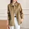Nuevo Abrigo de Lana Doble Cara Color Camello 2026 para Mujeres Petites, Abrigo de Lana Cachemir Versátil Casual para Mujer Otoño e Invierno