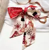 Bufanda Pequeña Larga Roja Nueva de Navidad Año Nuevo Diadema para el Cabello de Mujer Lazo para Bolso con Cinta Cinta Decorativa para el Cabello