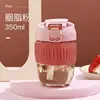 Copo de água de vidro para mulheres, xícara de chá, portátil, fofo, simples, para beber duplo, copo de milk tea, copo de café, xícara de chá para homens