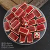 Acessórios para Joias DIY Contas Cerâmicas Quadradas Curtas com Furos Retos, Contas Soltas Quadradas com Esmalte Floral, Materiais para Chaveiros, Acessórios para Miçangas