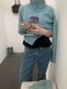 Cardigan Suéter Gola Alta Abotoamento Simples Quente Camisa Base 2024 Inverno Estilo K Macio Encerado Lapela Simples e Macio