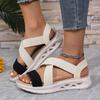 Sandalias de Mujer Estilo Verano 2025 de Hebilla Elástica de Una Línea Plataforma Transfronteriza Suela Suave Suela Gruesa Punta Abierta Sandalias Tejidas de Vuelo