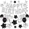 Conjunto de Balões Temáticos de Aniversário Transfronteiriço Decoração de Festa Balões de Folha de Alumínio com Letras Balões com Lantejoulas de Estrela Suprimentos de Decoração de Aniversário