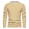Nova Camiseta Masculina de Luxo Leve com Gola Redonda e Manga Longa, Tendência Transfronteiriça Casual com Estampa Digital Tamanho Grande