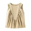 25 novos estilos de roupas femininas de primavera da JJ, moda europeia e americana, simples e versáteis, regatas plissadas sem mangas de cor sólida, novas cores adicionadas